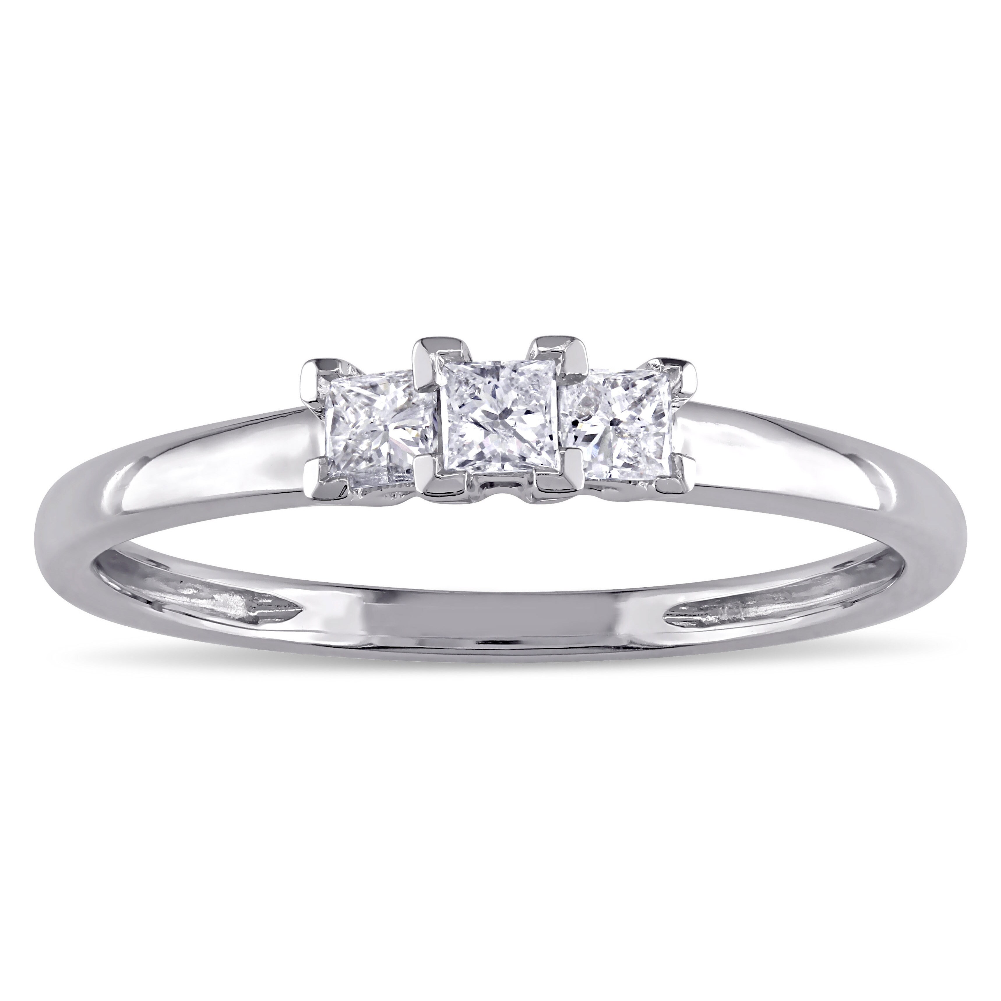 4Ct Princess Cut Diamond Accent Solitaire Engagement Ring 14K White Gold Finish
