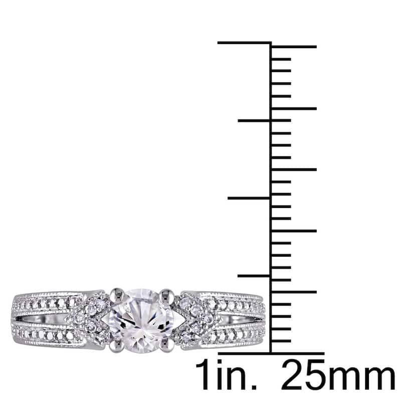 Miadora Sterling Silver Created White Sapphire and Diamond Accent Split Shank Engagement Ring