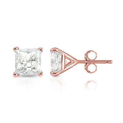 Auriya 1/4ctw Princess-cut Diamond Stud Earrings 14k Gold Martini-set (I-J, I1-I2)
