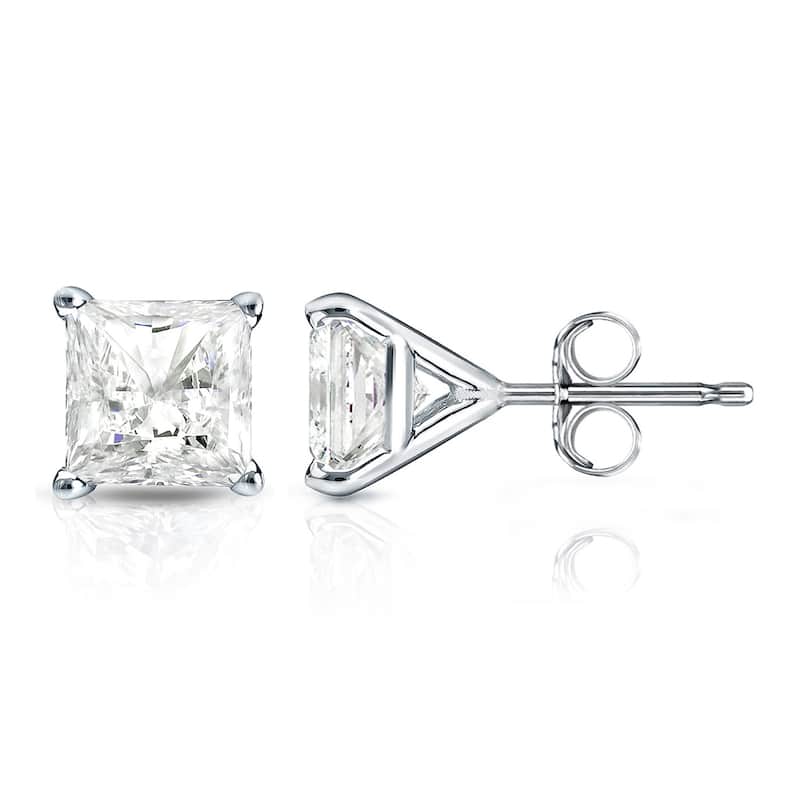 Auriya 1/2ctw Princess-cut Diamond Stud Earrings 14k Gold Martini-set ( I-J, I1-I2 ) - White