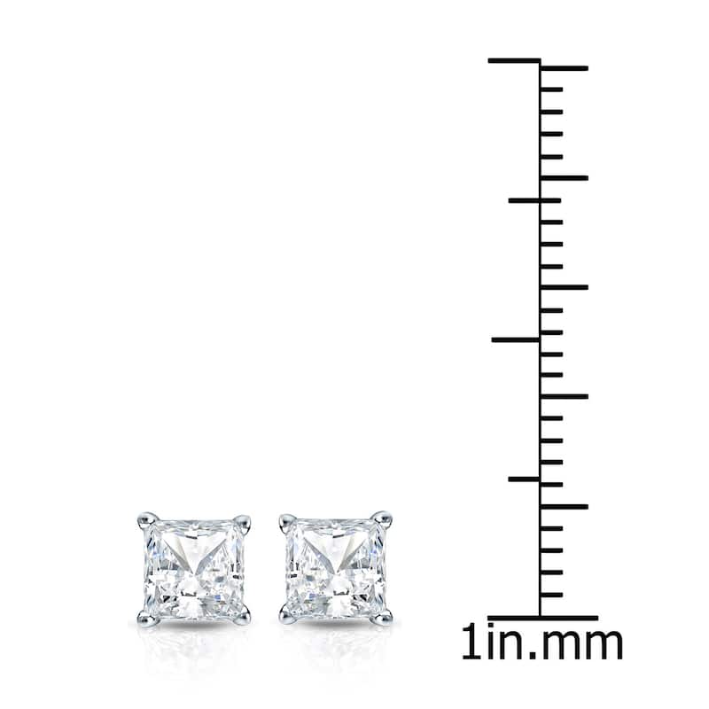 Auriya 3/4ctw Princess-cut Diamond Stud Earrings 14k Gold Martini-set (H-I, SI1-SI2)