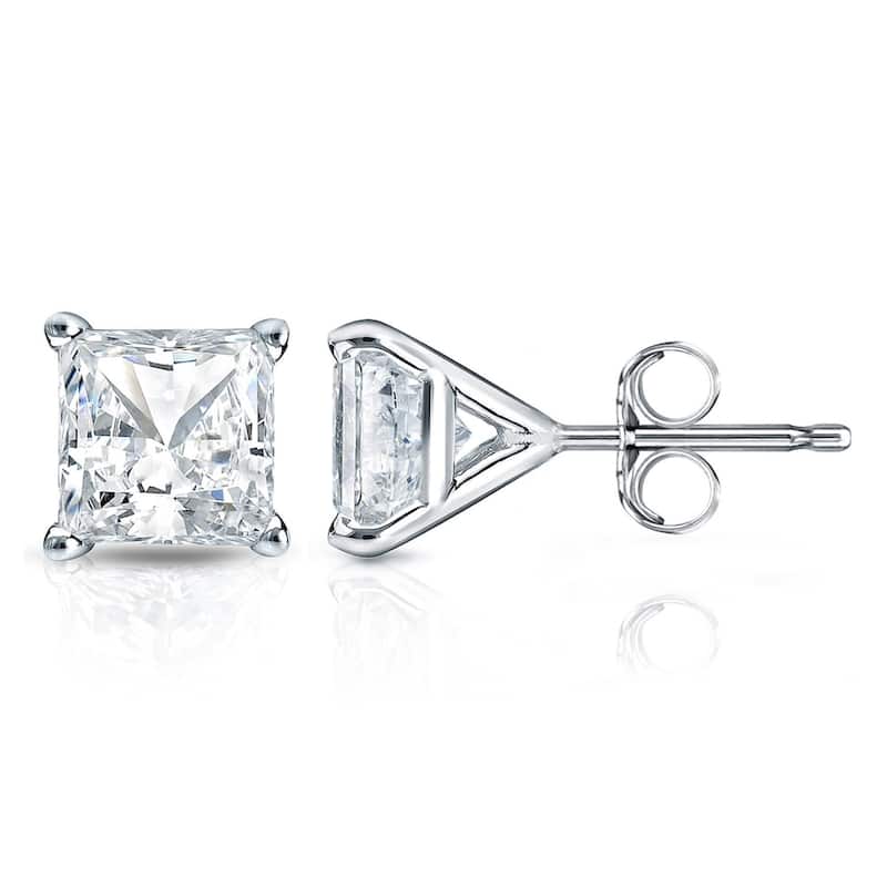 Auriya 3/4ctw Princess-cut Diamond Stud Earrings 14k Gold Martini-set (H-I, SI1-SI2)