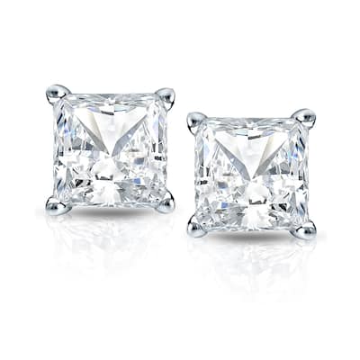 Auriya 3/4ctw Princess-cut Diamond Stud Earrings 14k Gold Martini-set (H-I, SI1-SI2)