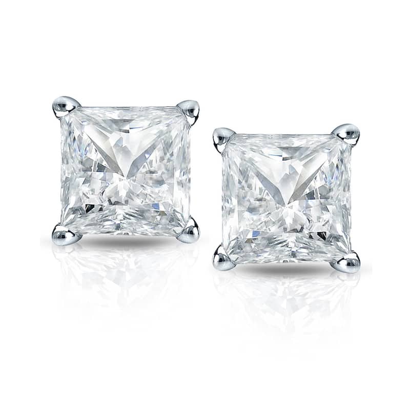 Auriya 3/4ctw Princess-cut Diamond Stud Earrings 14k Gold Martini-set (I-J, SI2-SI3)
