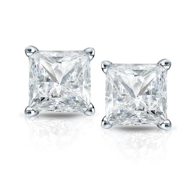 Auriya 3/4ctw Princess-cut Diamond Stud Earrings 14k Gold Martini-set (I-J, SI2-SI3)