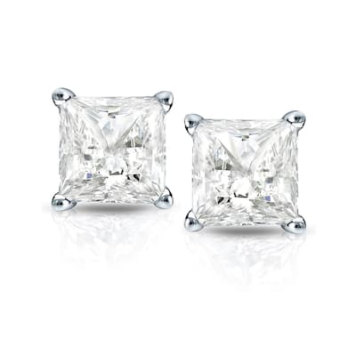 Auriya 3/4ctw Princess-cut Diamond Stud Earrings 14k Gold Martini-set (I-J, I1-I2)