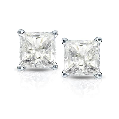 Auriya 3/4ctw Princess-cut Diamond Stud Earrings 14k Gold Martini-set