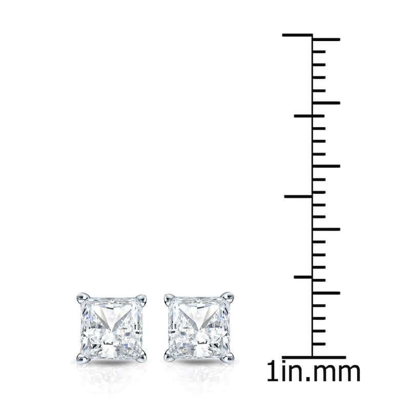 Auriya 1ctw Princess-cut Diamond Stud Earrings 14k Gold Martini-set (H-I, SI1-SI2)