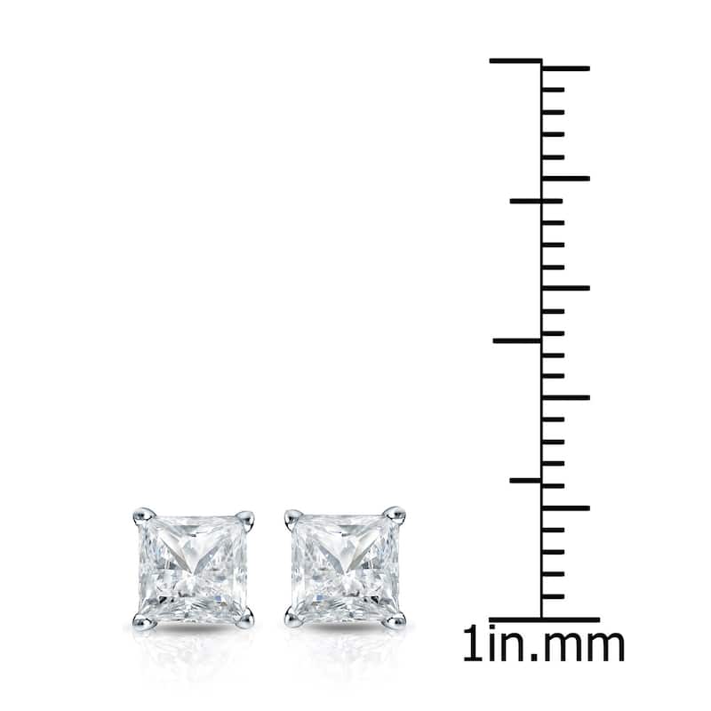 Auriya 1ctw Princess-cut Diamond Stud Earrings 14k Gold Martini-set