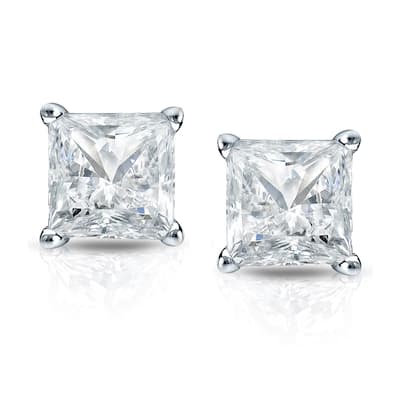 Auriya 1ctw Princess-cut Diamond Stud Earrings 14k Gold Martini-set