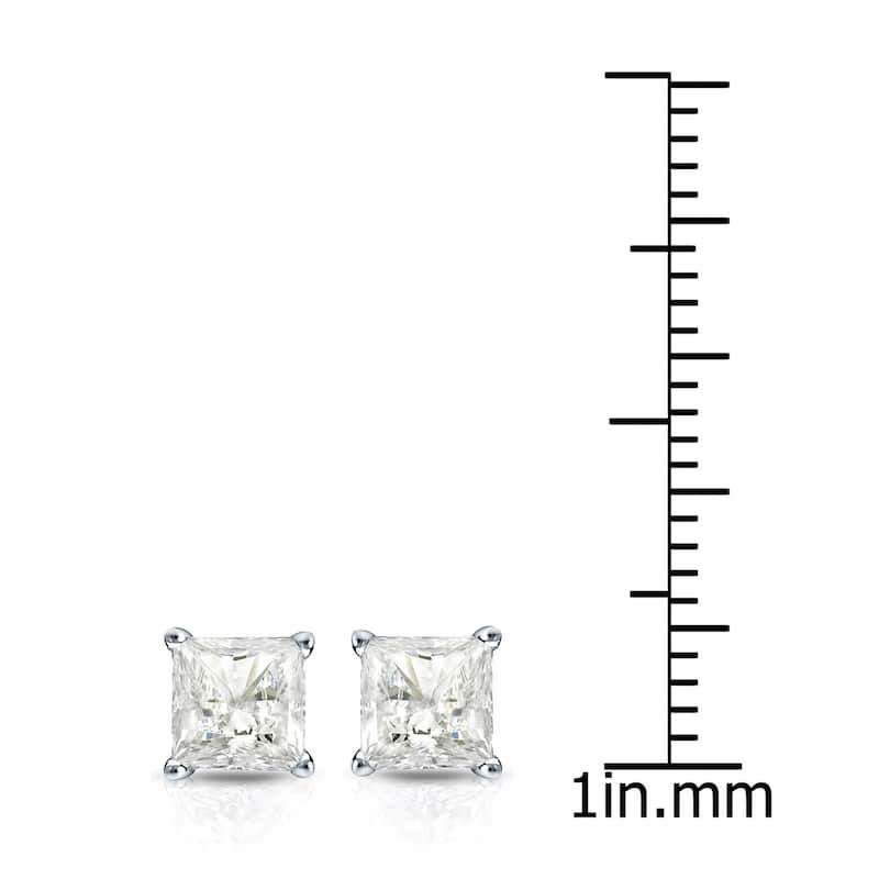 Auriya 1ctw Princess-cut Diamond Stud Earrings 14k Gold Martini-set (I-J, I1-I2)