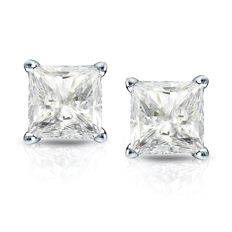 Auriya 1ctw Princess-cut Diamond Stud Earrings 14k Gold Martini-set (J-K, I2-I3)