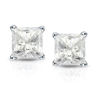 Auriya 1ctw Princess-cut Diamond Stud Earrings 14k Gold Martini-set (J-K, I2-I3)