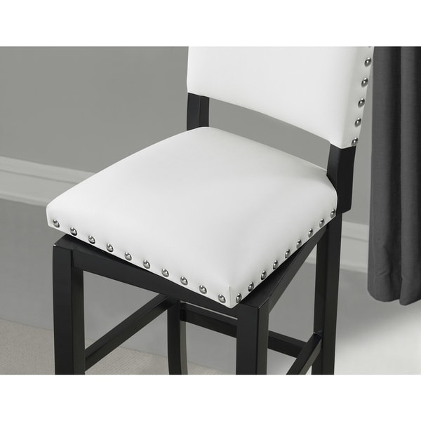 white leather counter stools with nailhead trim