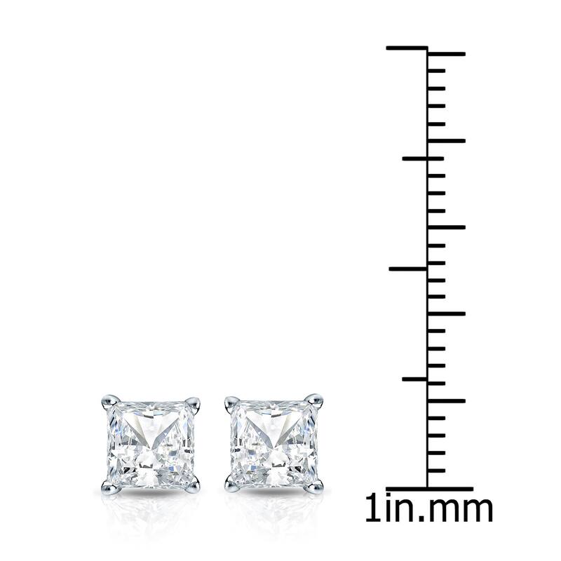 14k Gold Princess-Cut 1 1/4ct TDW TDW Martini Set Diamond Stud Earrings by Auriya (H-I, SI1-SI2)