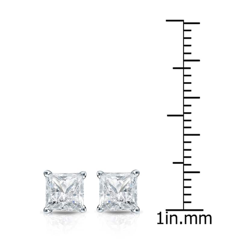 14k Gold Princess-Cut 1 1/4ct TDW TDW Martini Set Diamond Stud Earrings by Auriya (I-J, SI2-SI3)
