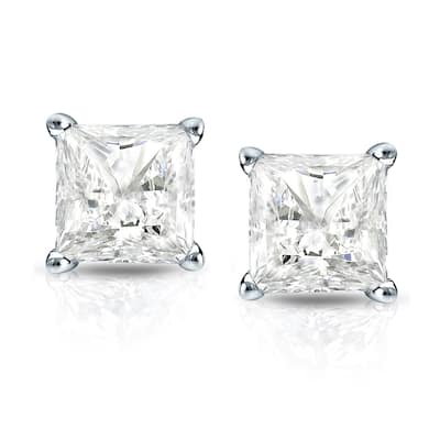 14k Gold Princess-Cut 1 1/4ct TDW TDW Martini Set Diamond Stud Earrings by Auriya