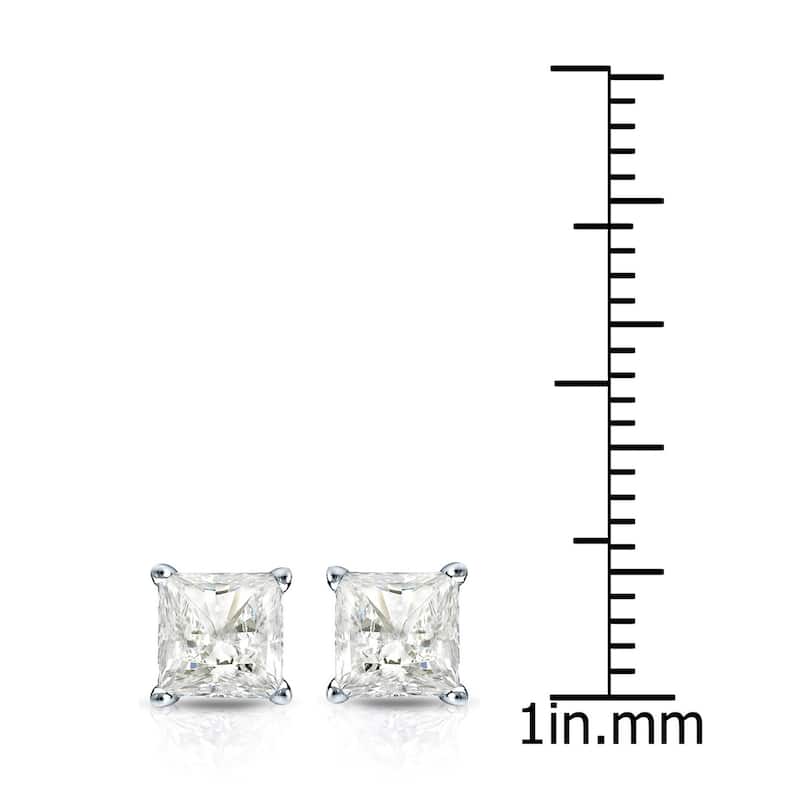 14k Gold Princess-Cut 1 1/4ct TDW TDW Martini Set Diamond Stud Earrings by Auriya