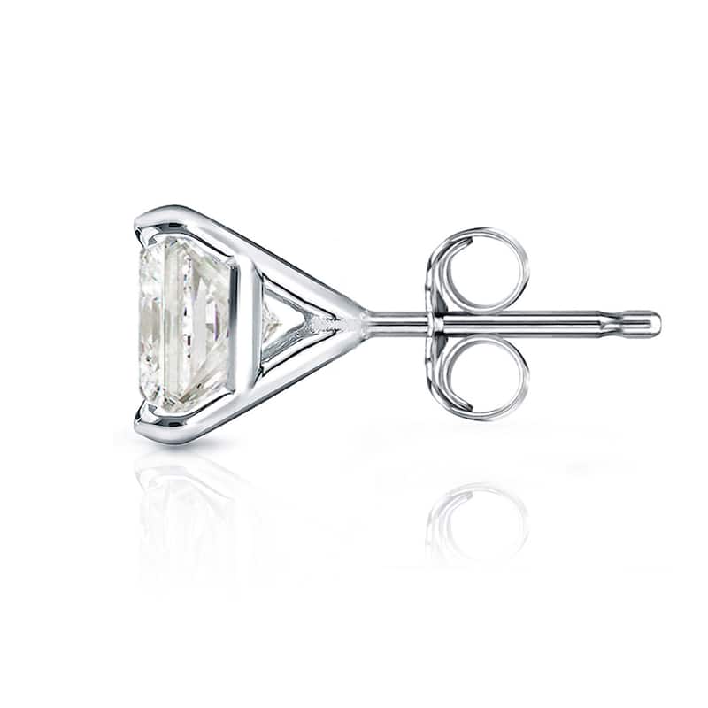 14k Gold Princess-Cut 1 1/4ct TDW TDW Martini Set Diamond Stud Earrings by Auriya (J-K, I2-I3)