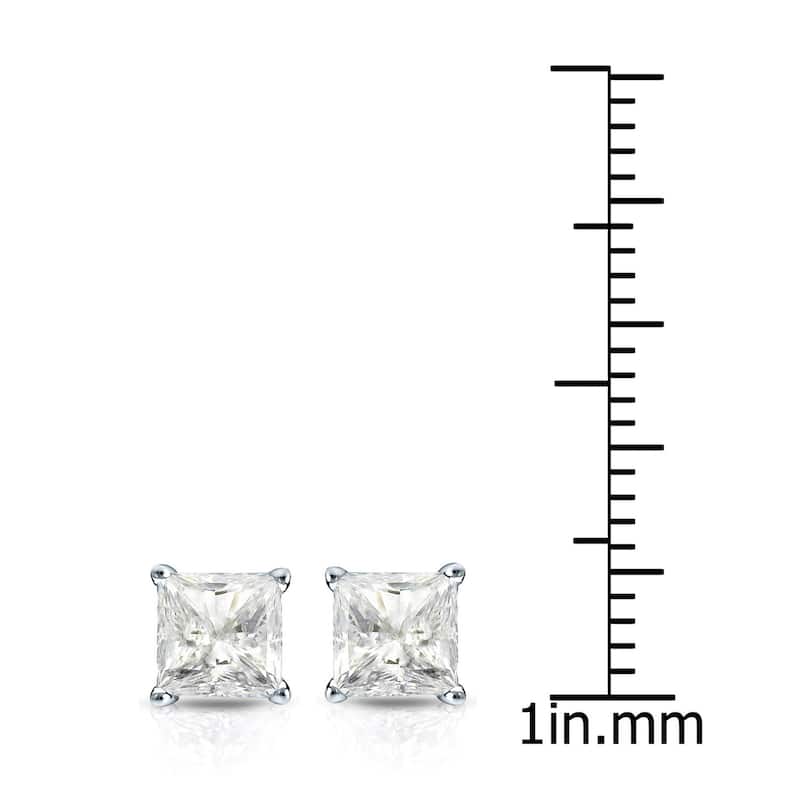 14k Gold Princess-Cut 1 1/4ct TDW TDW Martini Set Diamond Stud Earrings by Auriya (J-K, I2-I3)
