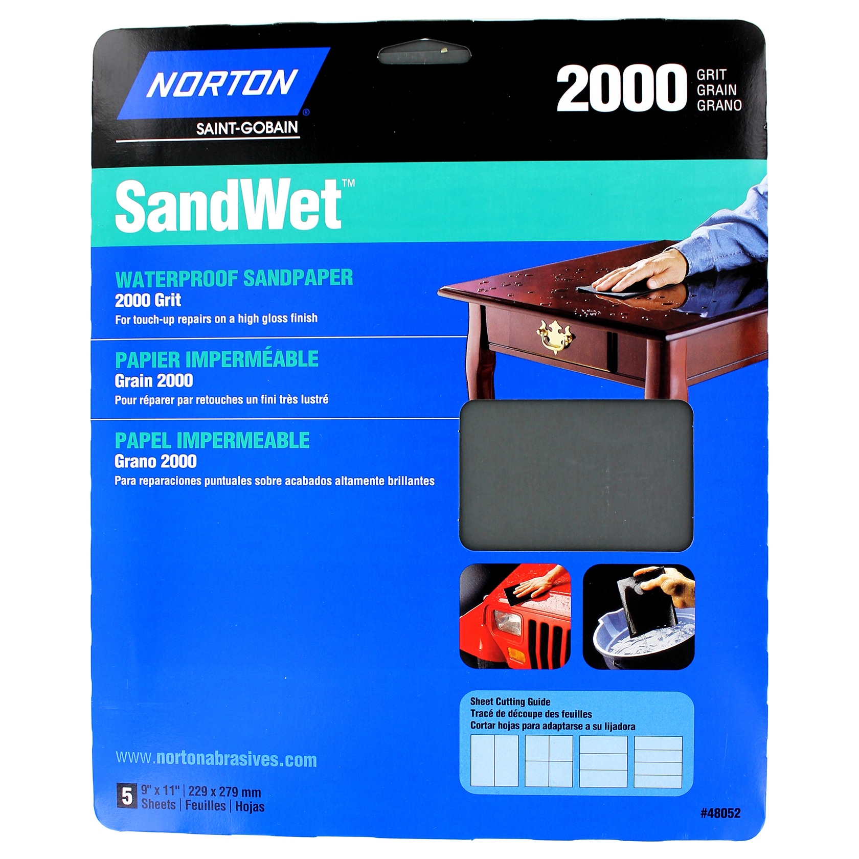 Norton 48052 9" X 11" 2,000 Grit Wet Sand Sheets 5count eBay