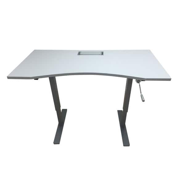 Shop Adjustable Height Grey Crank Desk With 55 Inch X 28 Inch