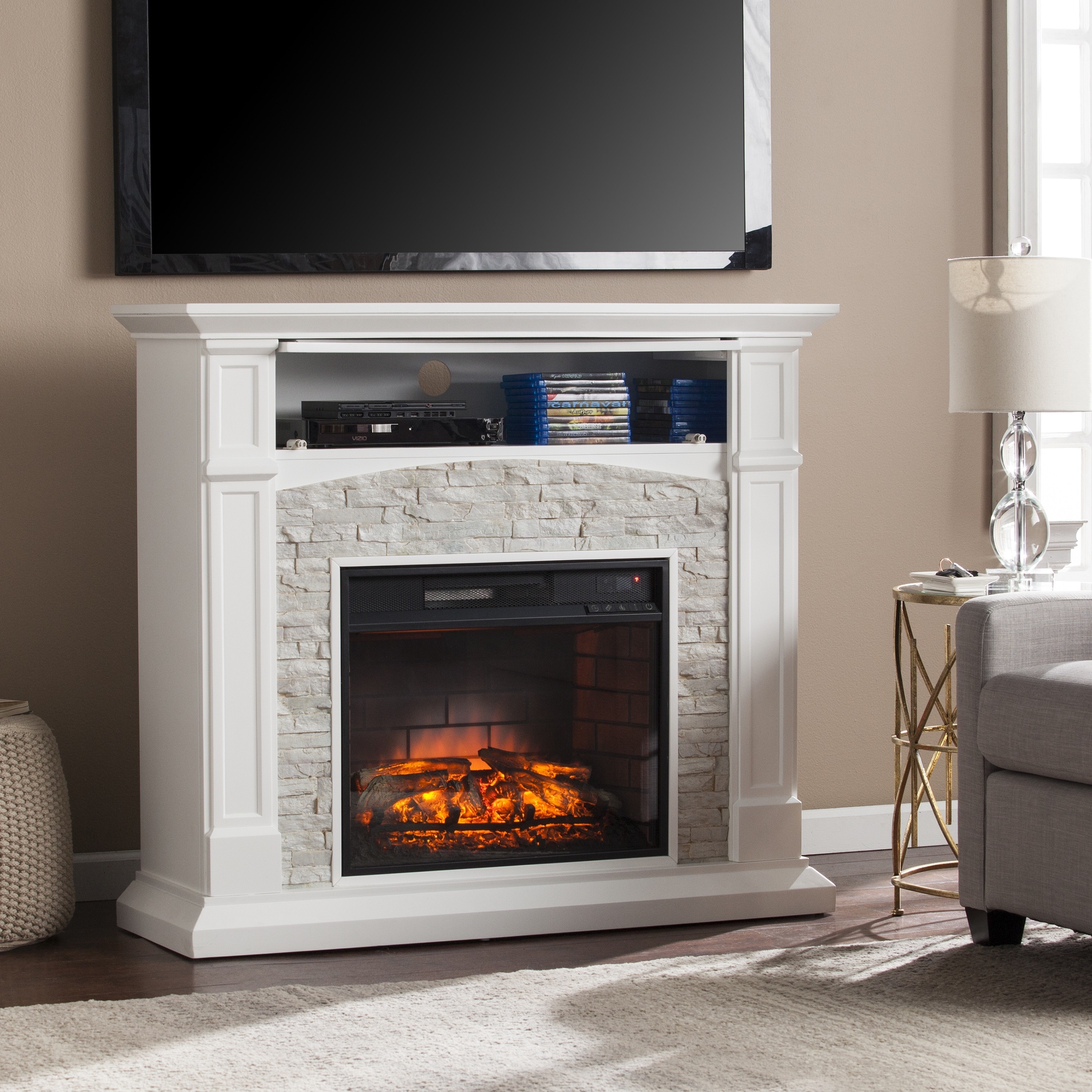 Shop Harper Blvd Stratford White Faux Stone Infrared Electric