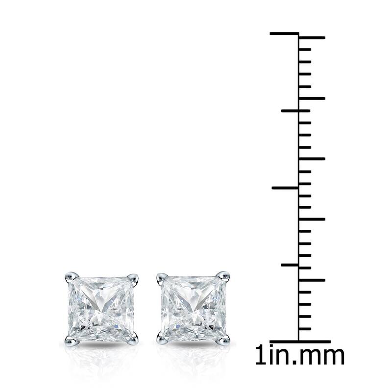 14k Gold Princess-Cut 1 1/2ct TDW TDW Martini Set Diamond Stud Earrings by Auriya (I-J, SI2-SI3)
