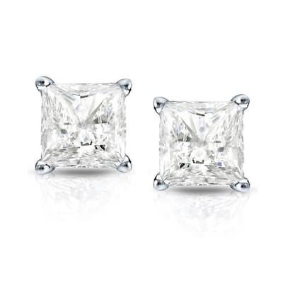 14k Gold Princess-Cut 1 1/2ct TDW TDW Martini Set Diamond Stud Earrings by Auriya (I-J, I1-I2)