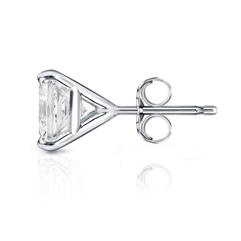 14k Gold Princess-Cut 1 1/2ct TDW TDW Martini Set Diamond Stud Earrings by Auriya (I-J, I1-I2)