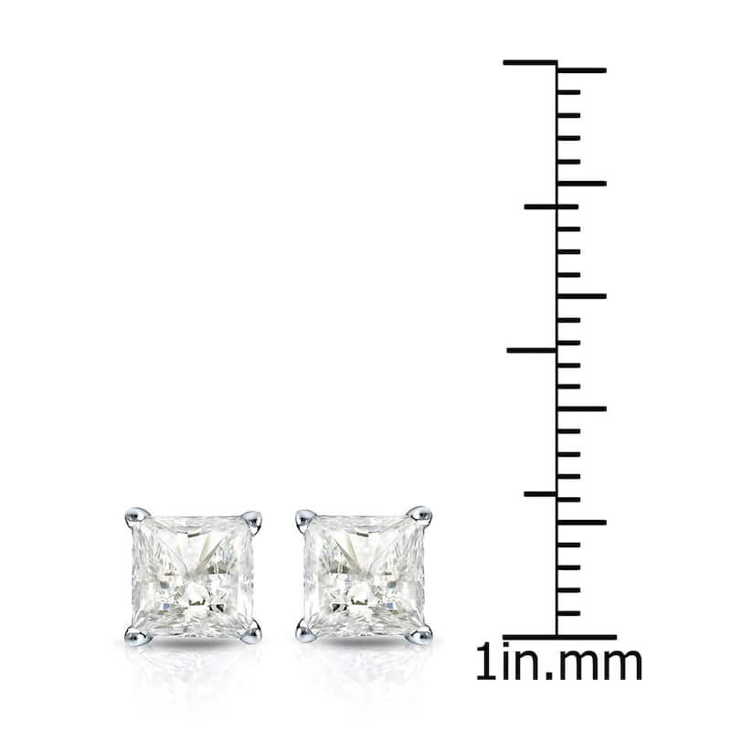 14k Gold Princess-Cut 1 1/2ct TDW TDW Martini Set Diamond Stud Earrings by Auriya (I-J, I1-I2)