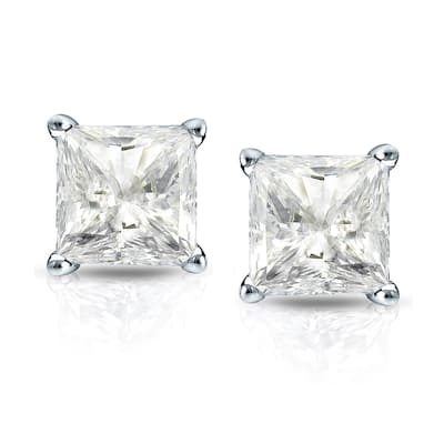 14k Gold Princess-Cut 1 1/2ct TDW TDW Martini Set Diamond Stud Earrings by Auriya (J-K, I2-I3)