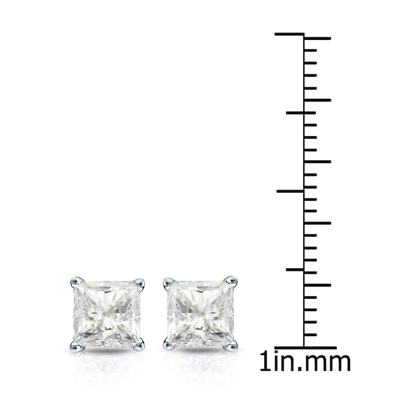 14k Gold Princess-Cut 1 1/2ct TDW TDW Martini Set Diamond Stud Earrings by Auriya (J-K, I2-I3)