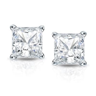 Auriya 2ctw Martini Set Princess Cut Diamond Stud Earrings 14k Gold