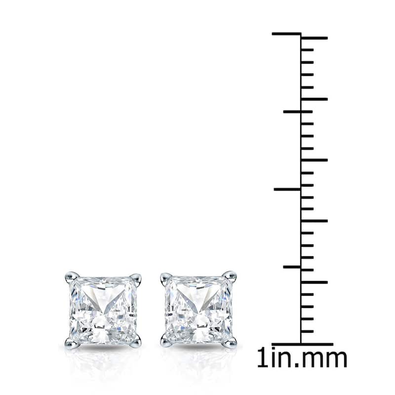 Auriya 2ctw Martini Set Princess Cut Diamond Stud Earrings 14k Gold