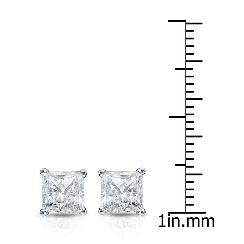 Auriya 2ctw Martini Set Princess Cut Diamond Stud Earrings 14k Gold