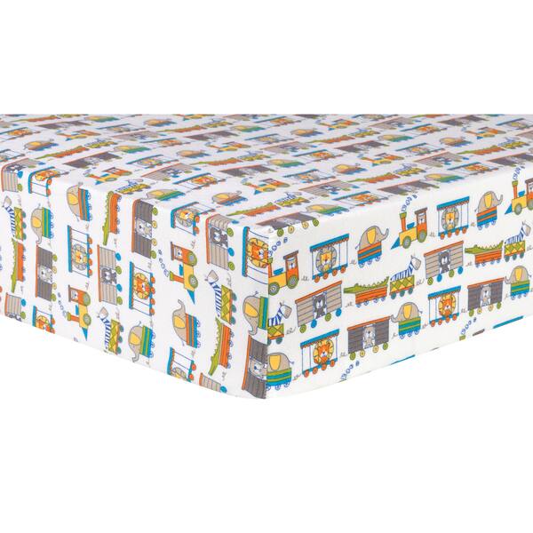 Trend Lab Circus Train Deluxe Flannel Fitted Crib Sheet Bed Bath