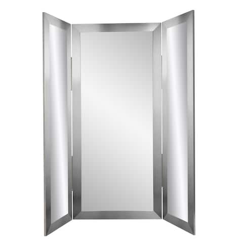 BrandtWorks Silver Tri-fold 71 - Inch Dressing Mirror