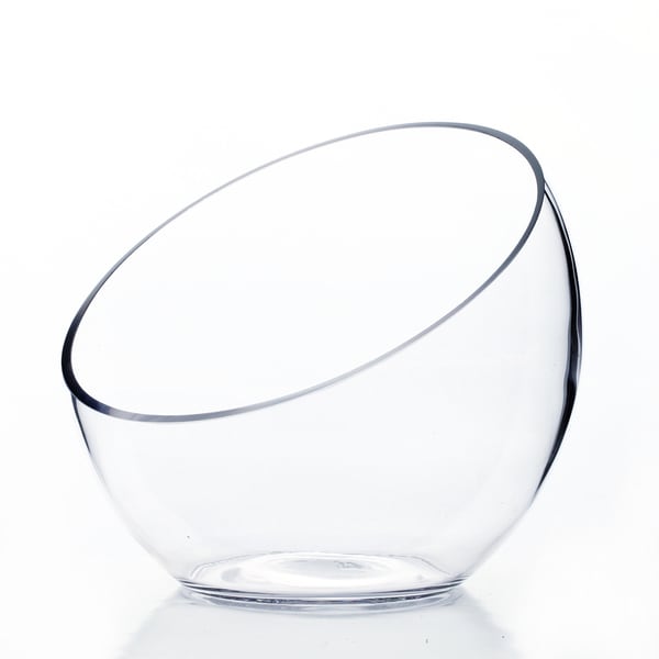 Slant-Cut Clear Glass 7-inch Bowl Vase