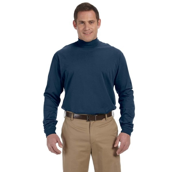 Download Shop Sueded Men's Navy Cotton Jersey Mock Turtleneck - Overstock - 12396487