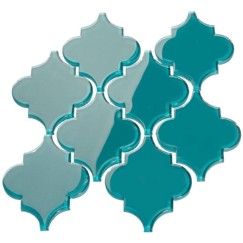 Dark Teal Arabesque Water Jet Tiles