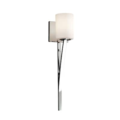 Justice Design Fusion Sabre 1-light Polished Chrome Wall Sconce, Opal Cylinder - Flat Rim Shade