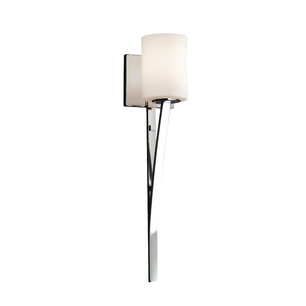 Justice Design Fusion Sabre 1-light Polished Chrome Wall Sconce, Opal Cylinder - Flat Rim Shade