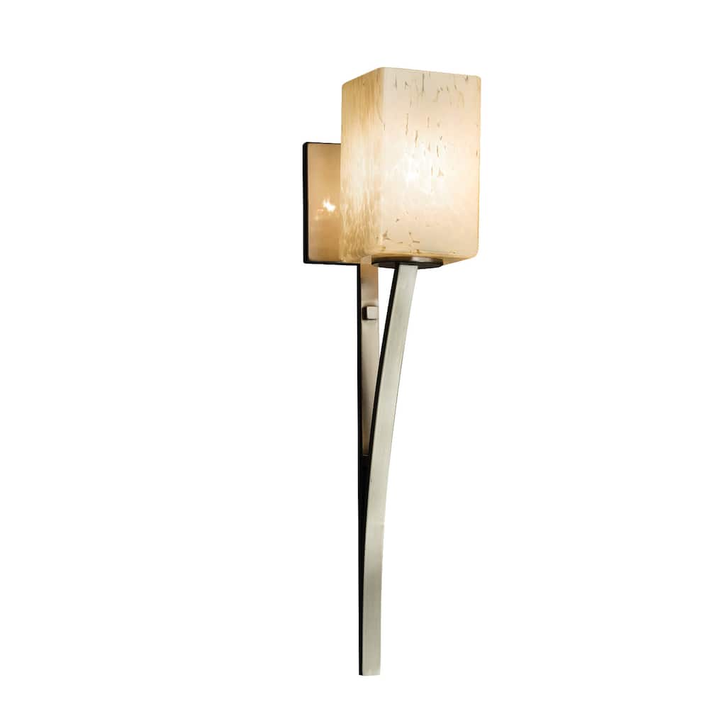 Justice Design Fusion Sabre 1-light Brushed Nickel Wall Sconce, Droplet Square - Flat Rim Shade