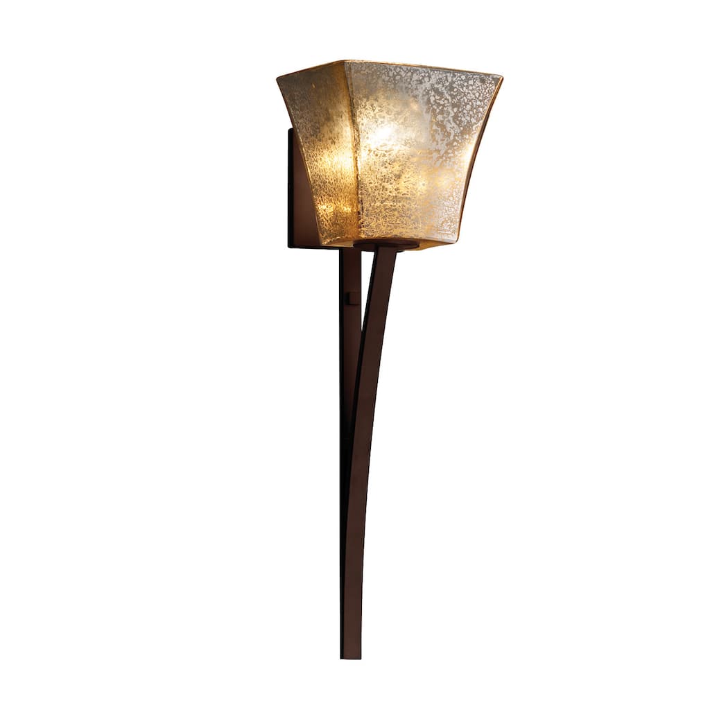 Justice Design Fusion Sabre 1-light Dark Bronze Wall Sconce, Mercury Square Flared Shade