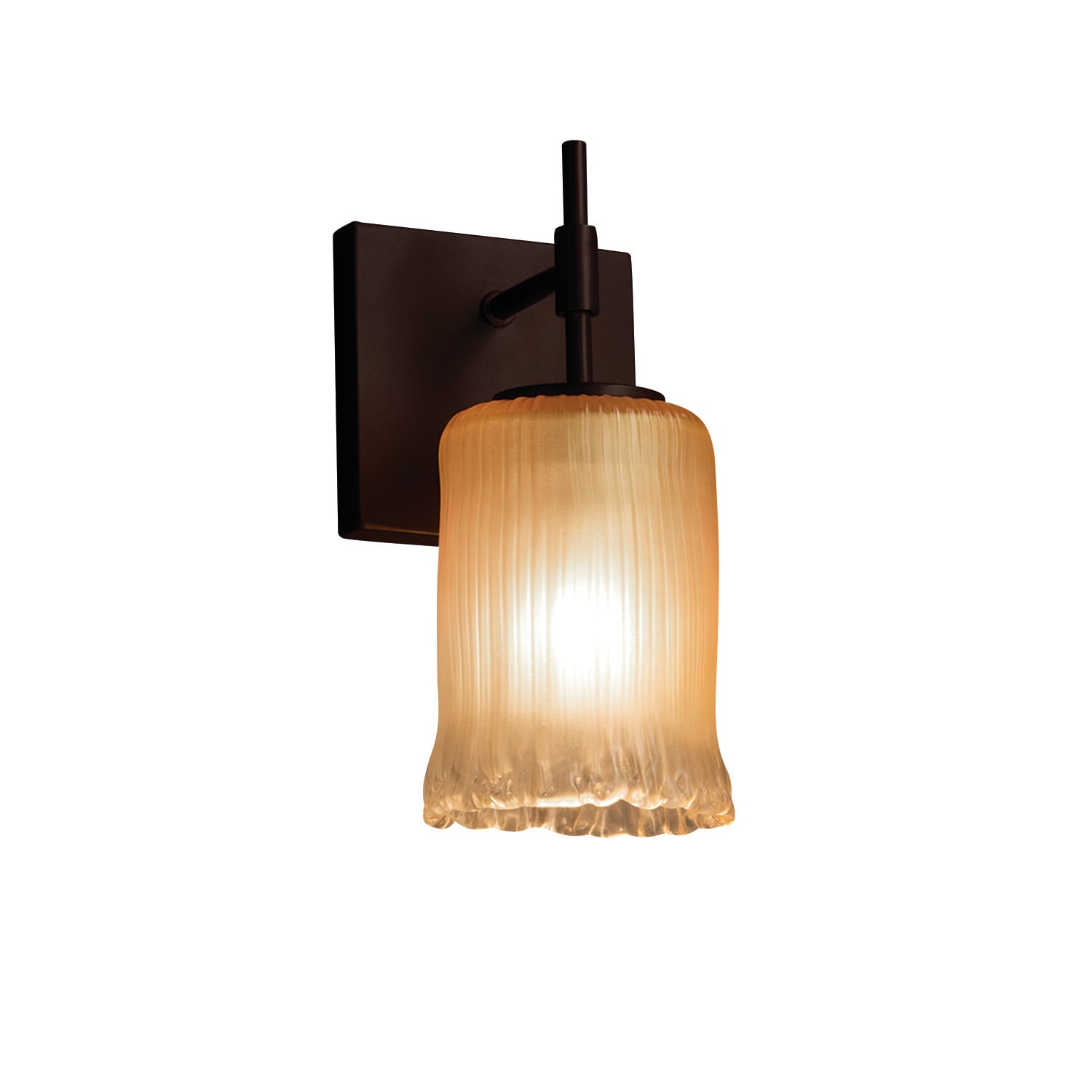 Justice Design Veneto Luce Union 1-light Dark Bronze Wall Sconce, Gold with Clear Rim Cylinder - Rippled Rim Shade