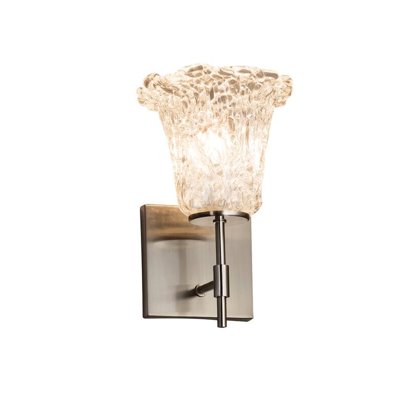 Justice Design Veneto Luce Union 1-light Brushed Nickel Wall Sconce, Lace Round Flared Shade