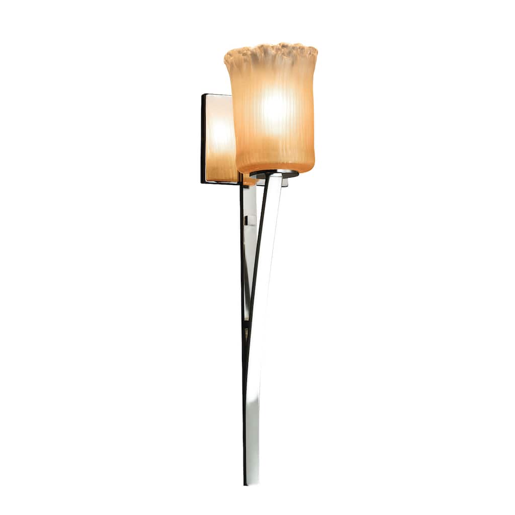 Justice Design Veneto Luce Sabre 1-light Polished Chrome Wall Sconce, Gold with Clear Rim Cylinder - Rippled Rim Shade