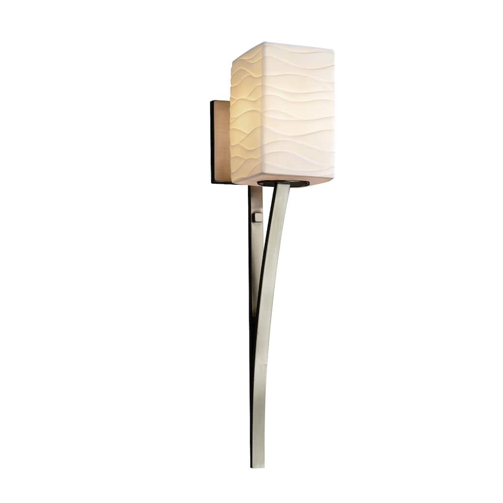Justice Design Limoges Sabre 1-light Brushed Nickel Wall Sconce, Waves Square - Flat Rim Shade