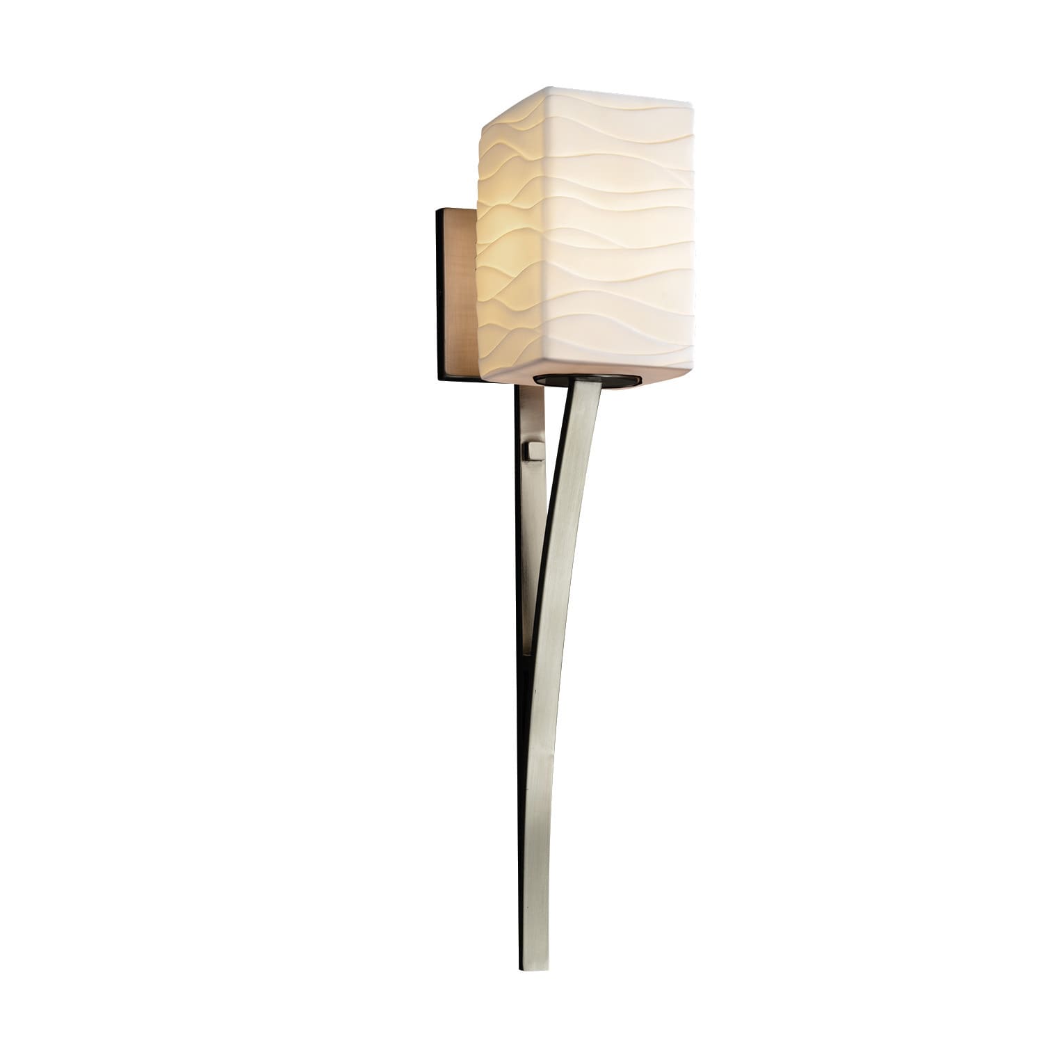 Justice Design Limoges Sabre 1-light Brushed Nickel Wall Sconce, Waves Square - Flat Rim Shade